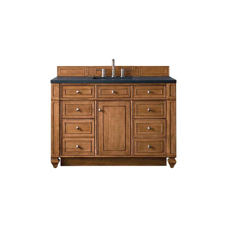 Saddle Brown 48" Single Freestanding Bathroom Vanity Base with Veneer
