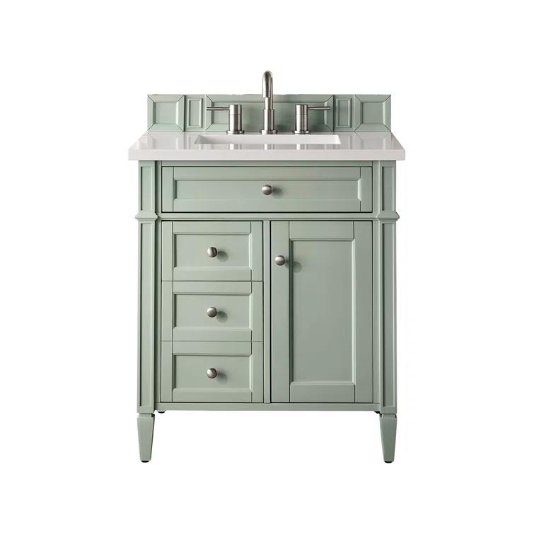 Sage Green Plywood Transitional Single Vanity with Backsplash