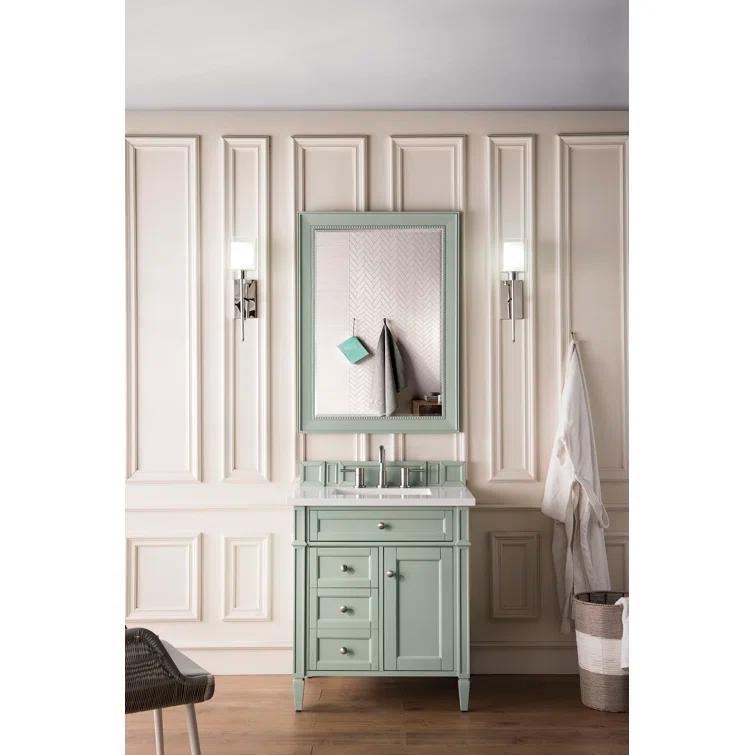Sage Green Plywood Transitional Single Vanity with Backsplash
