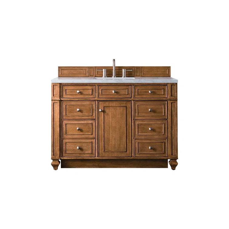 Saddle Brown 48" Single Freestanding Bathroom Vanity Base with Veneer