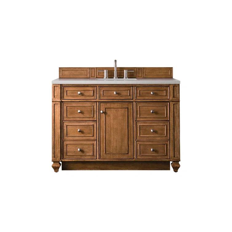 Saddle Brown 48" Single Freestanding Bathroom Vanity Base with Veneer