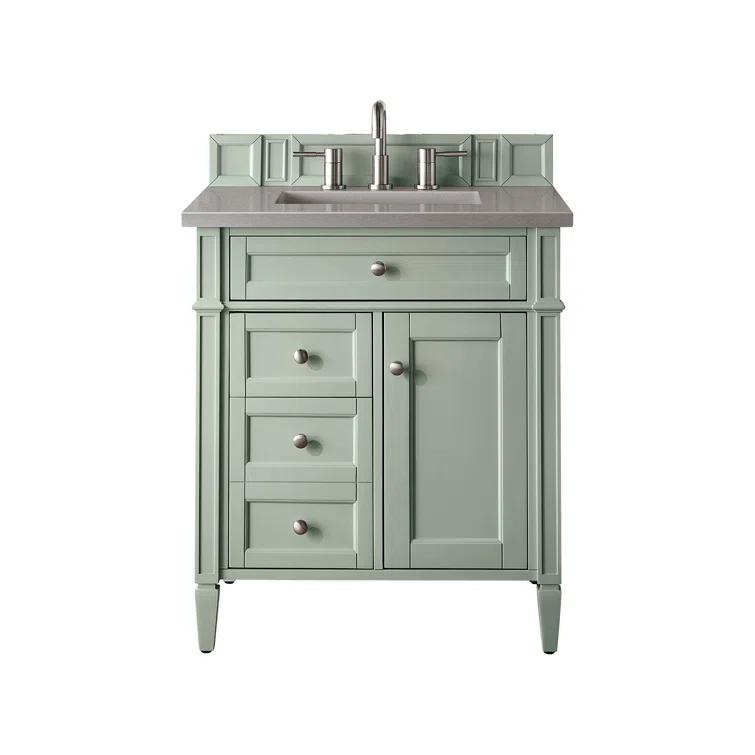Sage Green Plywood Transitional Single Vanity with Backsplash