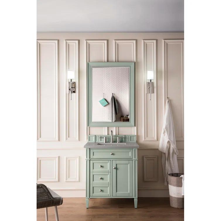 Sage Green Plywood Transitional Single Vanity with Backsplash
