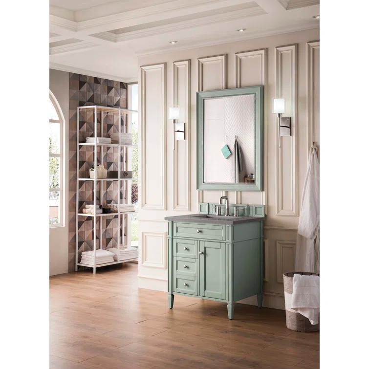 Sage Green Plywood Transitional Single Vanity with Backsplash