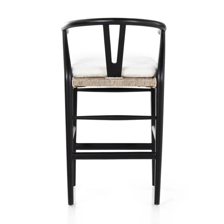 Cream Leather Saddle Style Counter Stool with Black Frame