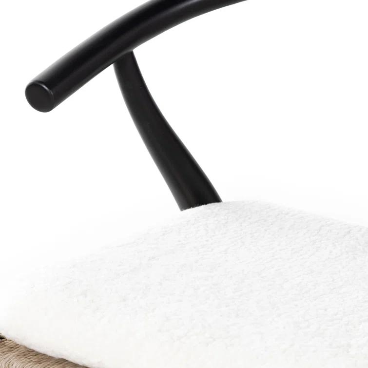 Cream Leather Saddle Style Counter Stool with Black Frame