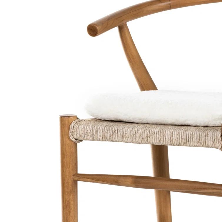 Cream Leather and Brown Wood Saddle Bar Stool