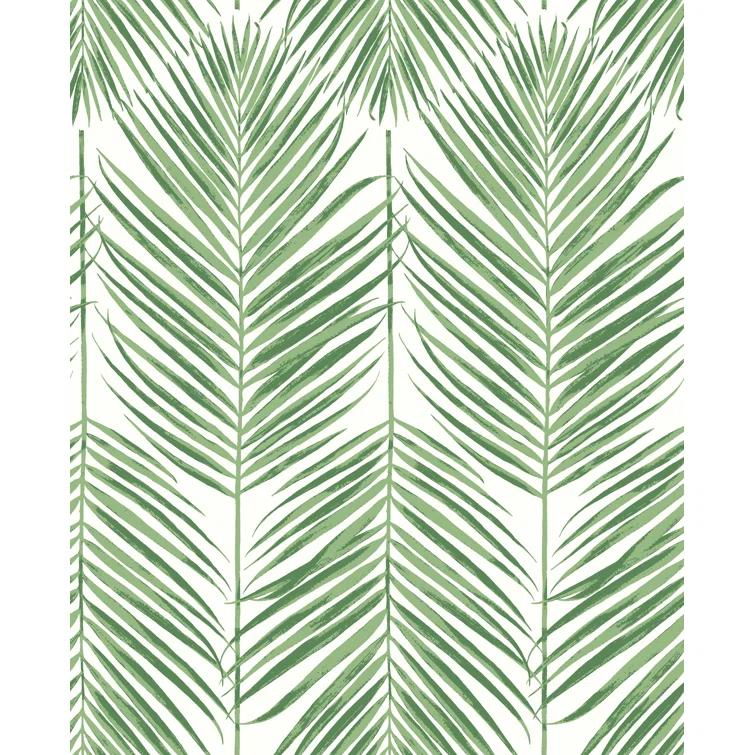 Palm Caribbean Green Vinyl Peel and Stick Wallpaper Roll (Cover 30.75 sq. ft.)
