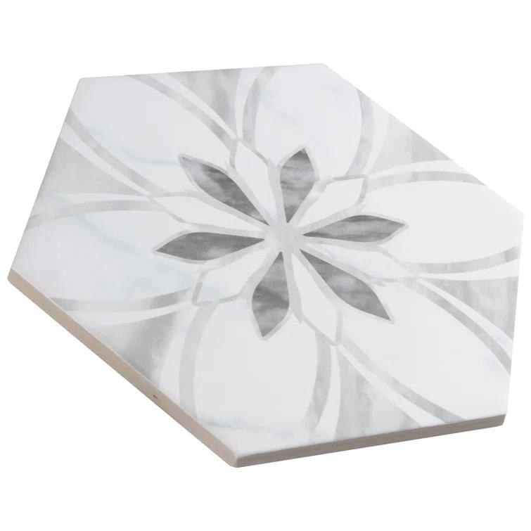 Merola Tile Classico Bardiglio Hex 7" x 8" Porcelain Patterned Wall & Floor Tile