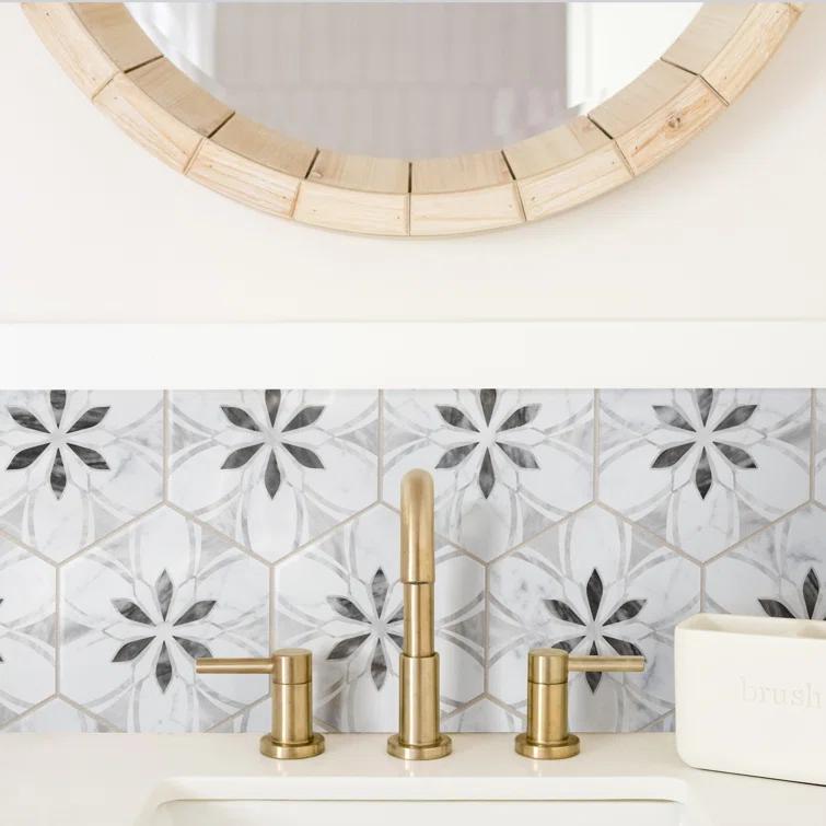 Merola Tile Classico Bardiglio Hex 7" x 8" Porcelain Patterned Wall & Floor Tile