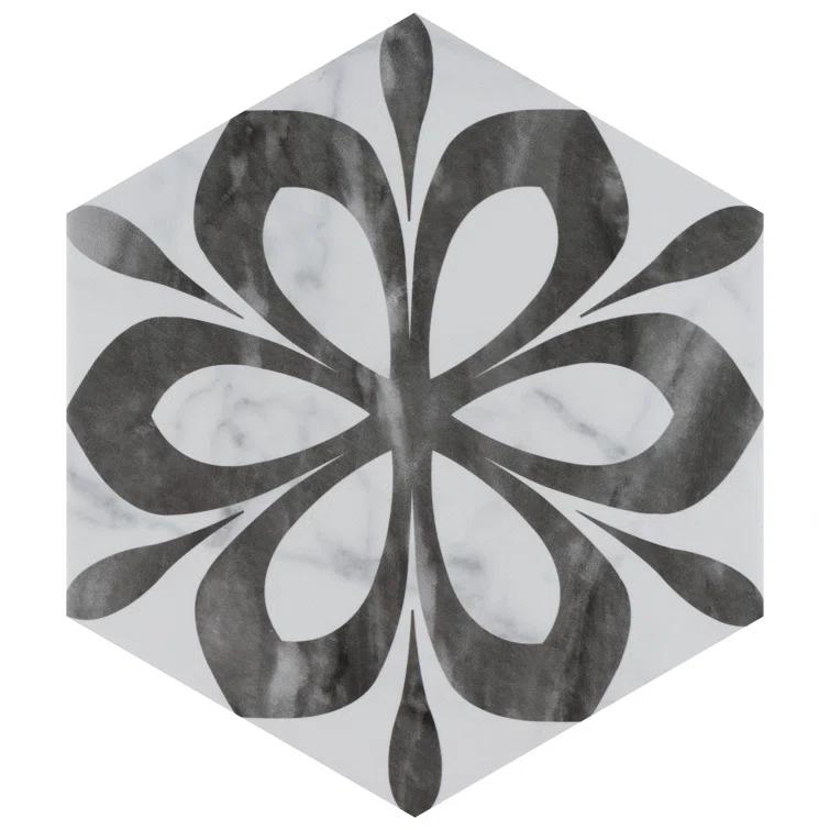 Classico Bardiglio Daisy 7" x 8" Porcelain Patterned Wall & Floor Tile
