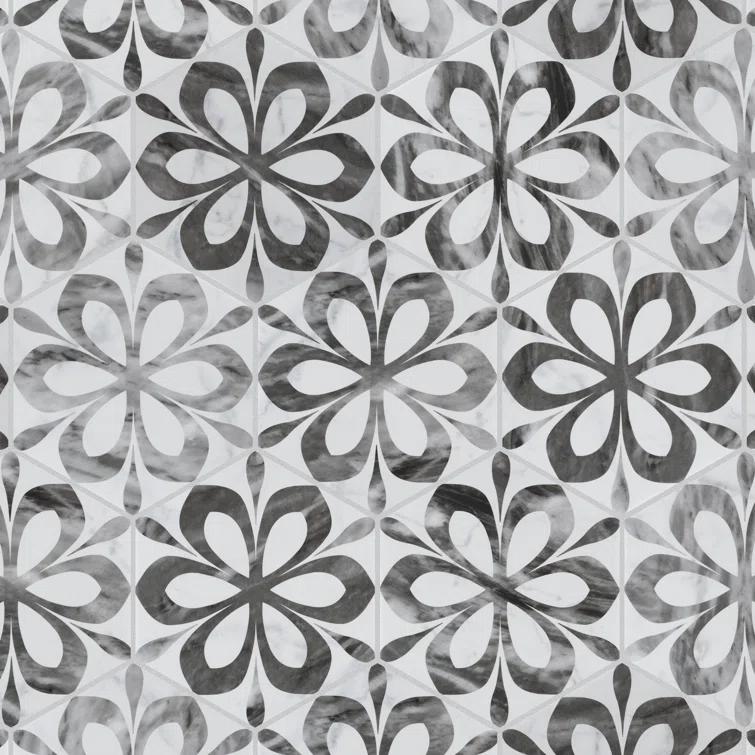 Classico Bardiglio Daisy 7" x 8" Porcelain Patterned Wall & Floor Tile