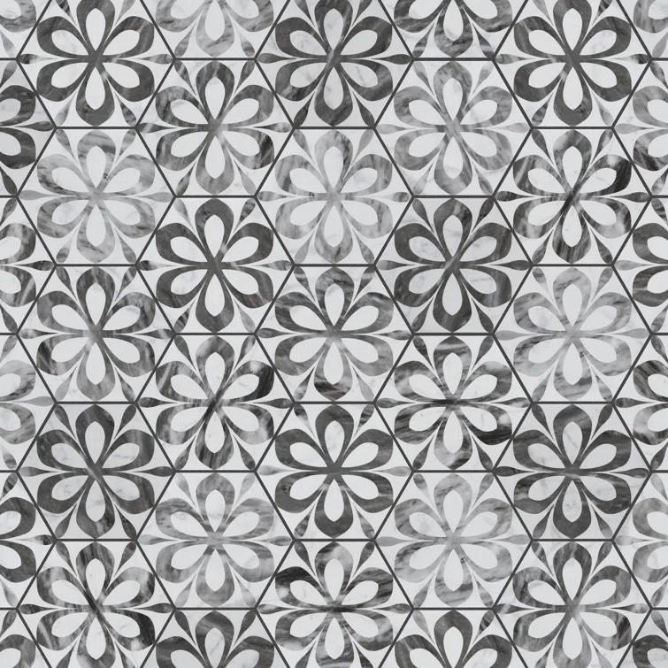 Classico Bardiglio Daisy 7" x 8" Porcelain Patterned Wall & Floor Tile