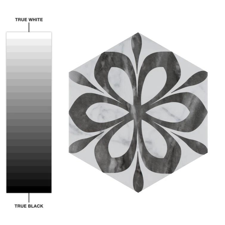 Classico Bardiglio Daisy 7" x 8" Porcelain Patterned Wall & Floor Tile