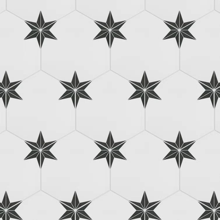 Stella Hex 9" x 10" Porcelain Patterned Wall & Floor Tile