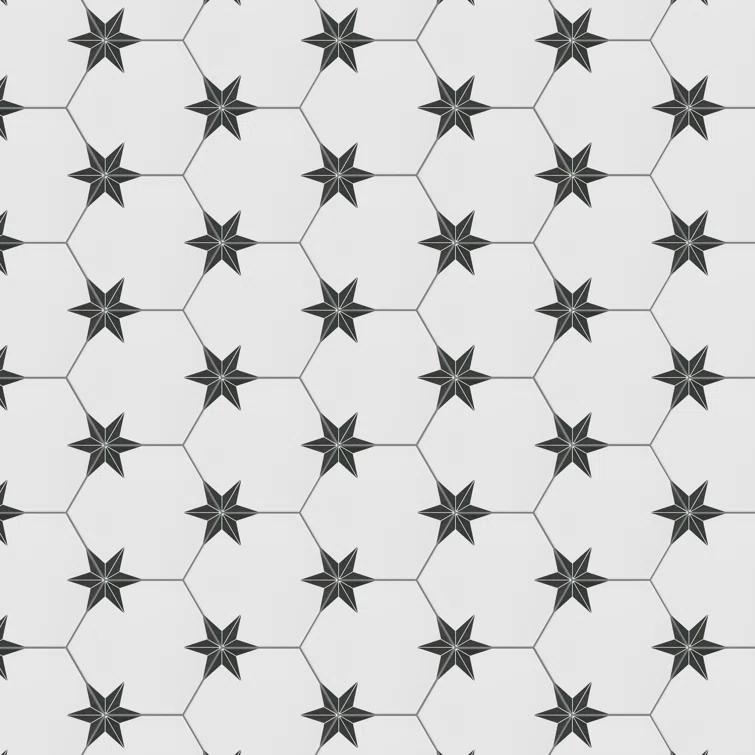 Stella Hex 9" x 10" Porcelain Patterned Wall & Floor Tile