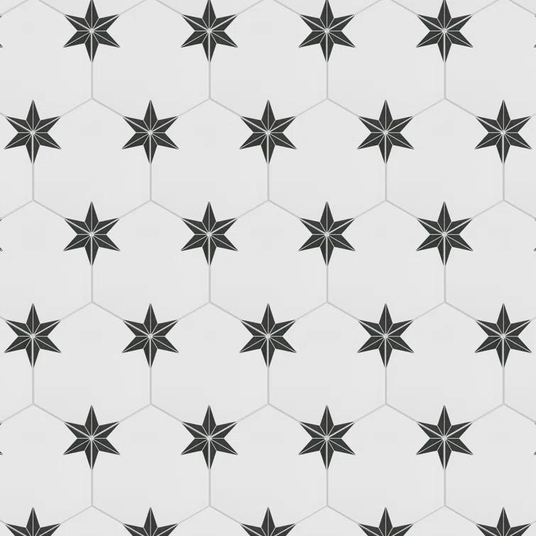 Stella Hex 9" x 10" Porcelain Patterned Wall & Floor Tile