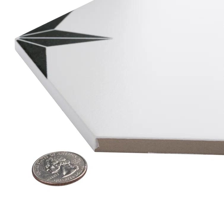 Stella Hex 9" x 10" Porcelain Patterned Wall & Floor Tile