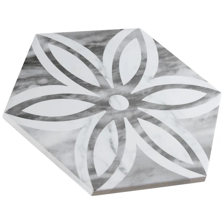 Merola Tile Classico Bardiglio Lily 7" x 8" Porcelain Wall & Floor Tile
