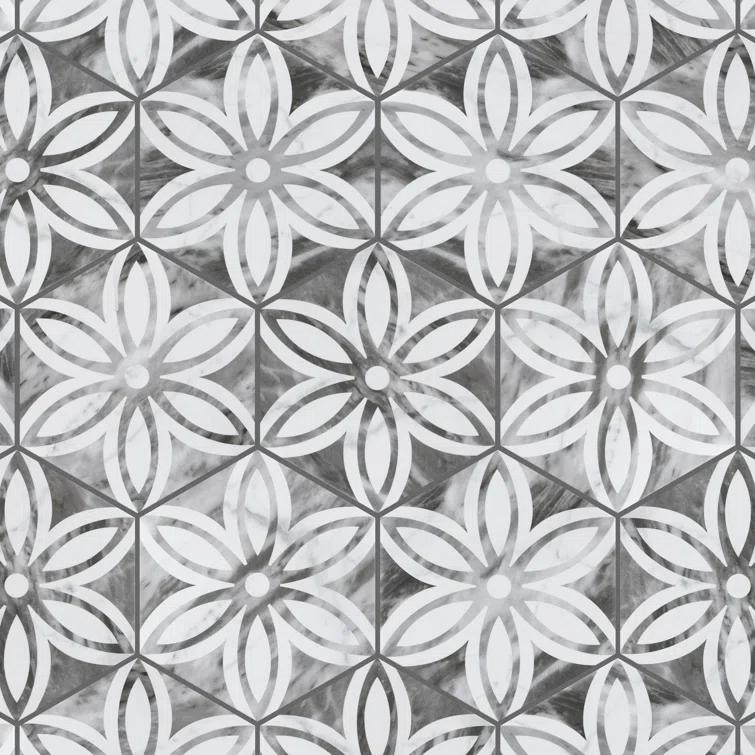 Merola Tile Classico Bardiglio Lily 7" x 8" Porcelain Wall & Floor Tile