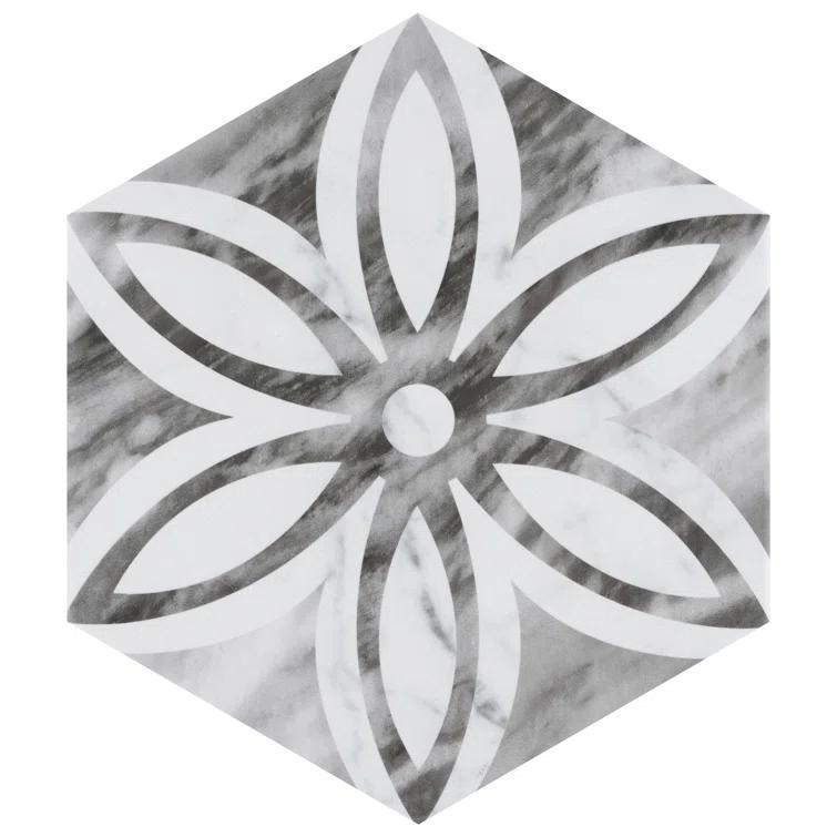 Merola Tile Classico Bardiglio Lily 7" x 8" Porcelain Wall & Floor Tile