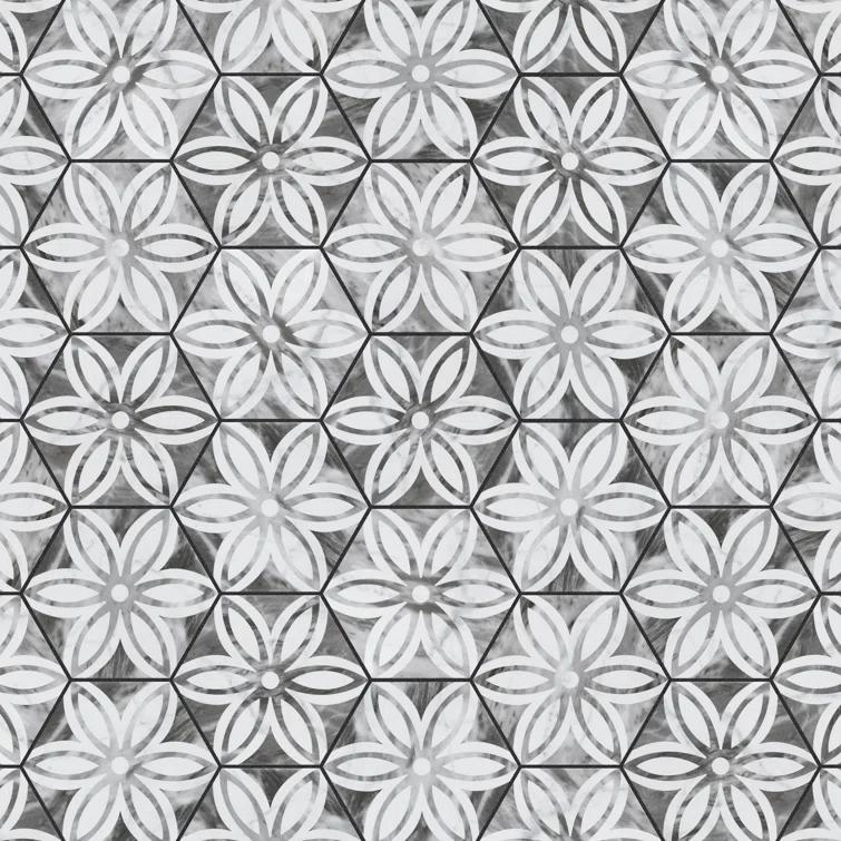 Merola Tile Classico Bardiglio Lily 7" x 8" Porcelain Wall & Floor Tile