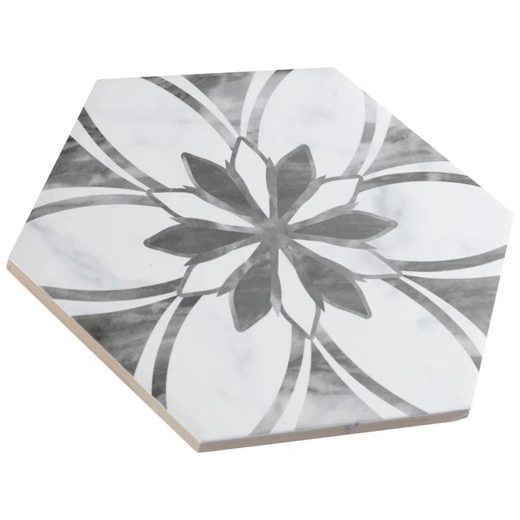 Merola Tile Classico Bardiglio Hex 7" x 8" Porcelain Patterned Wall & Floor Tile