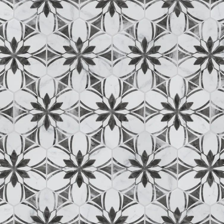 Merola Tile Classico Bardiglio Hex 7" x 8" Porcelain Patterned Wall & Floor Tile