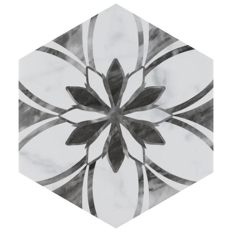 Merola Tile Classico Bardiglio Hex 7" x 8" Porcelain Patterned Wall & Floor Tile