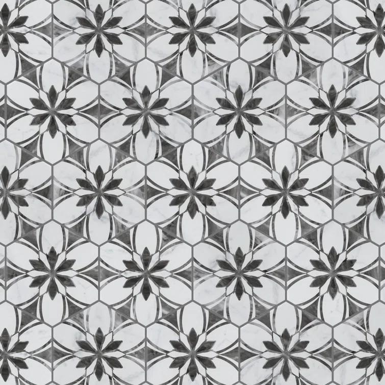 Merola Tile Classico Bardiglio Hex 7" x 8" Porcelain Patterned Wall & Floor Tile