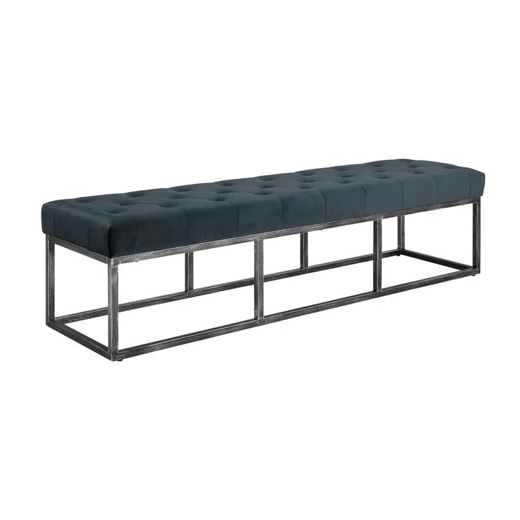 Danes Claire Tufted Bench with Iron Legs, Modern 72.5" Bench for Bedroom or Living Room