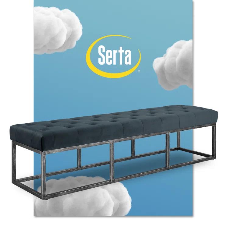 Danes Claire Tufted Bench with Iron Legs, Modern 72.5" Bench for Bedroom or Living Room