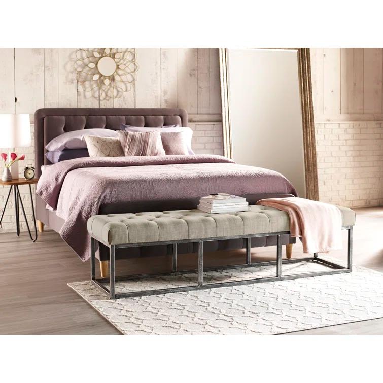 Danes Claire Tufted Bench with Iron Legs, Modern 72.5" Bench for Bedroom or Living Room