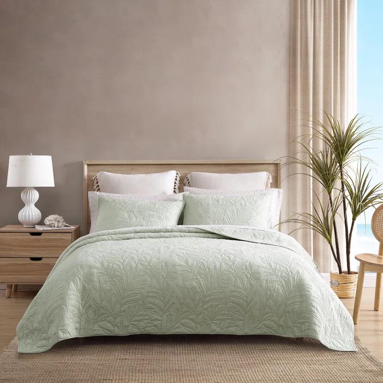 Full/Queen Costa Sera Solid Quilt Green - Tommy Bahama: Reversible Bedspread, Midweight Fabric, Machine Washable