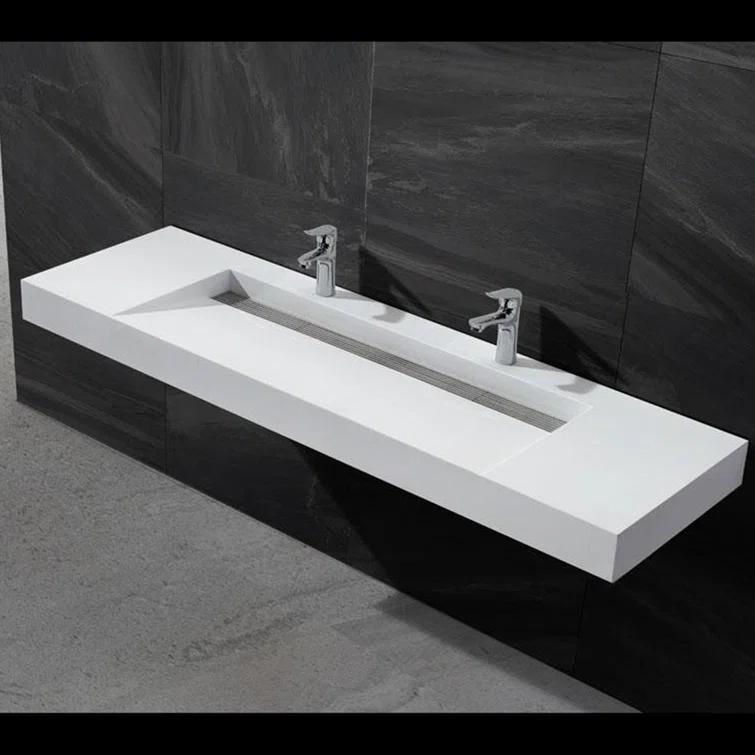 ADM Bathroom ADM Bathroom 18.9'' Square Trough, Wall Mount Bathroom Sink DW-215-GLOSSY