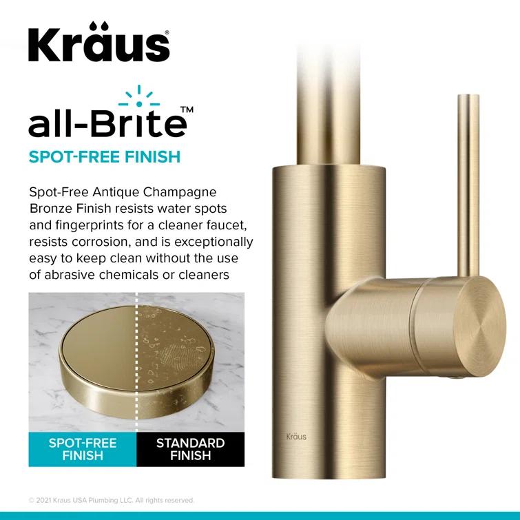 KRAUS Oletto Single Handle Pull Down Kitchen Faucet with QuickDock Top Mount Installation Assembly