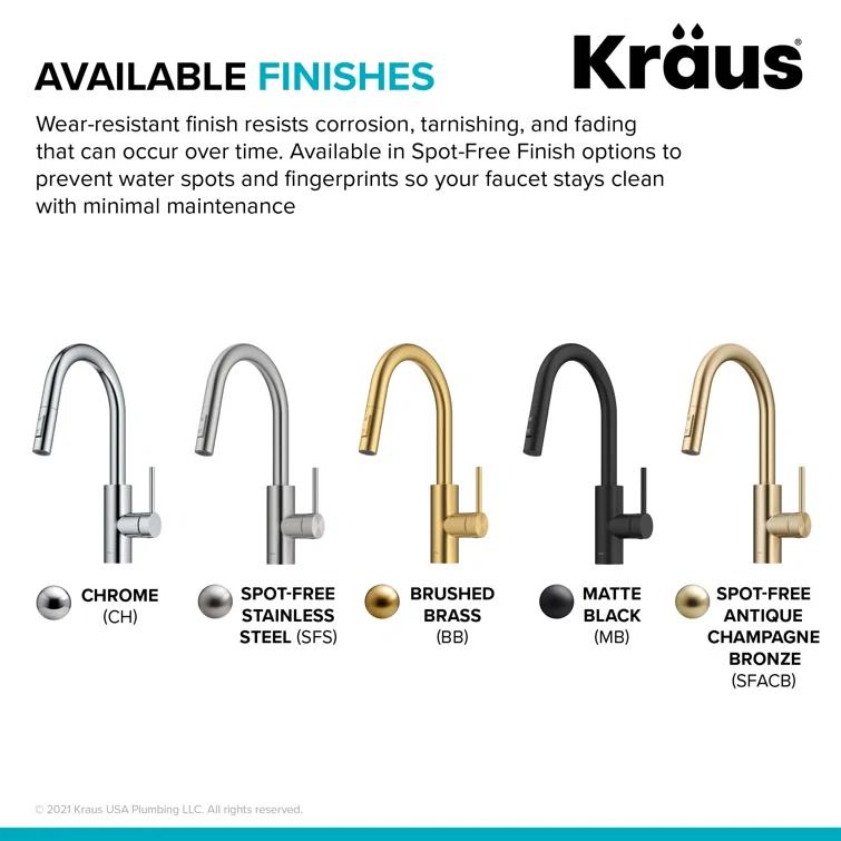 KRAUS Oletto Single Handle Pull Down Kitchen Faucet with QuickDock Top Mount Installation Assembly