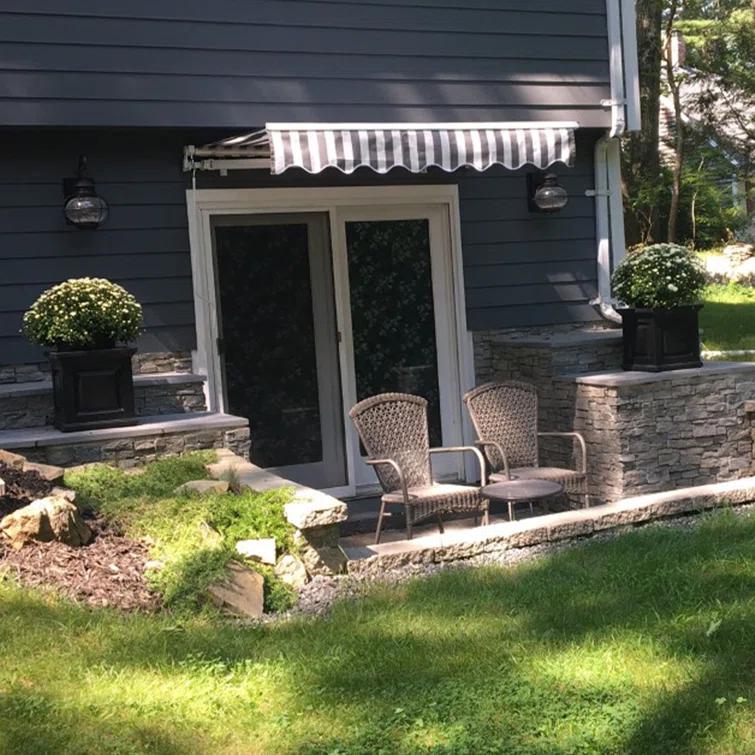 ALEKO ALEKO Motorized Retractable Outdoor Awning with White Frame