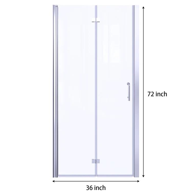 Lordear L-SD3672XBFH 36'' W x 72'' H Bi-Fold Semi-Frameless Shower Door with Clear Glass