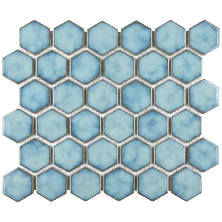Merola Tile Hudson Due 2" Hex 10-7/8 " x 12-5/8 " Porcelain Mosaic Floor and Wall Tile