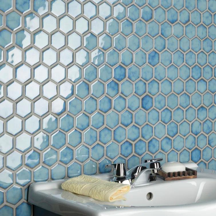 Merola Tile Hudson Due 2" Hex 10-7/8 " x 12-5/8 " Porcelain Mosaic Floor and Wall Tile