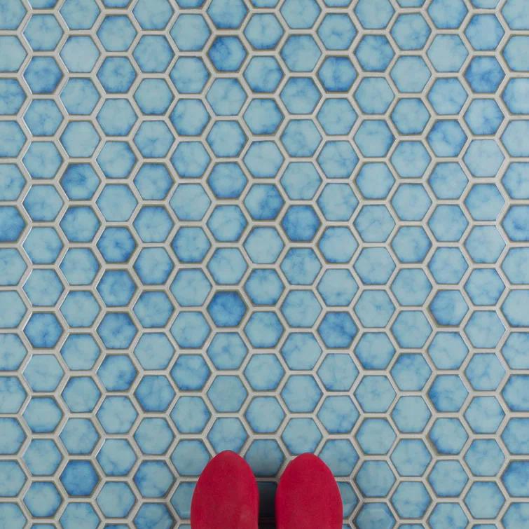 Merola Tile Hudson Due 2" Hex 10-7/8 " x 12-5/8 " Porcelain Mosaic Floor and Wall Tile