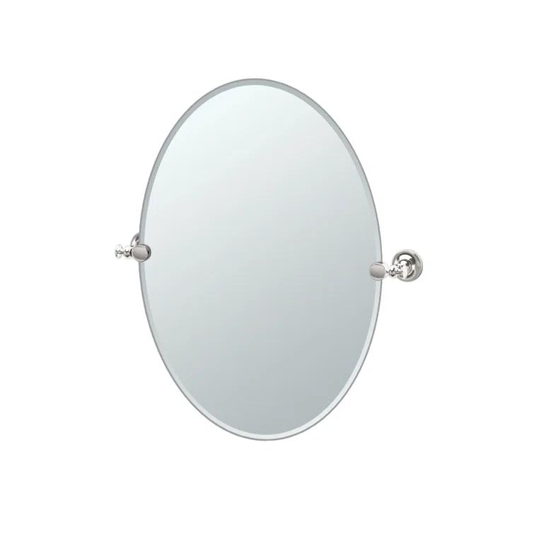Tavern Wall Mount Frameless Oval Bathroom Vanity Mirror | Pivoting (Tilting) and Beveled Wall Mirror