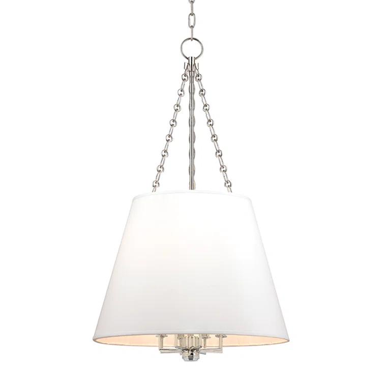 Polished Nickel 8-Light Pendant with Faux Silk Shade