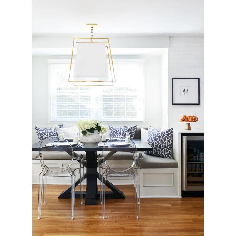 Elegant Aged Brass 6-Light Chandelier with White Faux Silk Shade