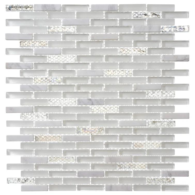 Andova Loic 1" x 2" Glass Brick Joint Mosaic  Kitchen Backsplash, Bathroom, Shower, Pool, Wall and Floor Tile