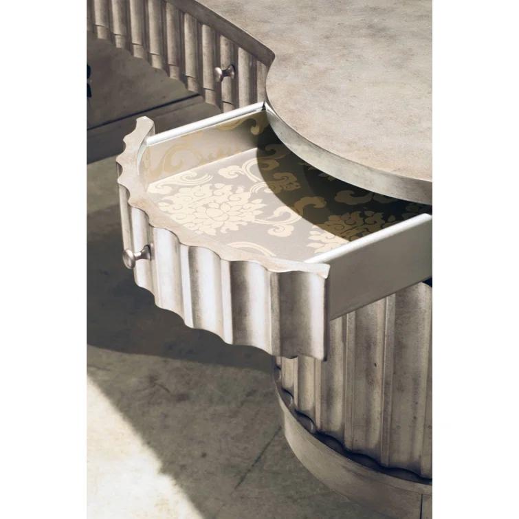 Melange Curved Solid Wood Top Executive Desk