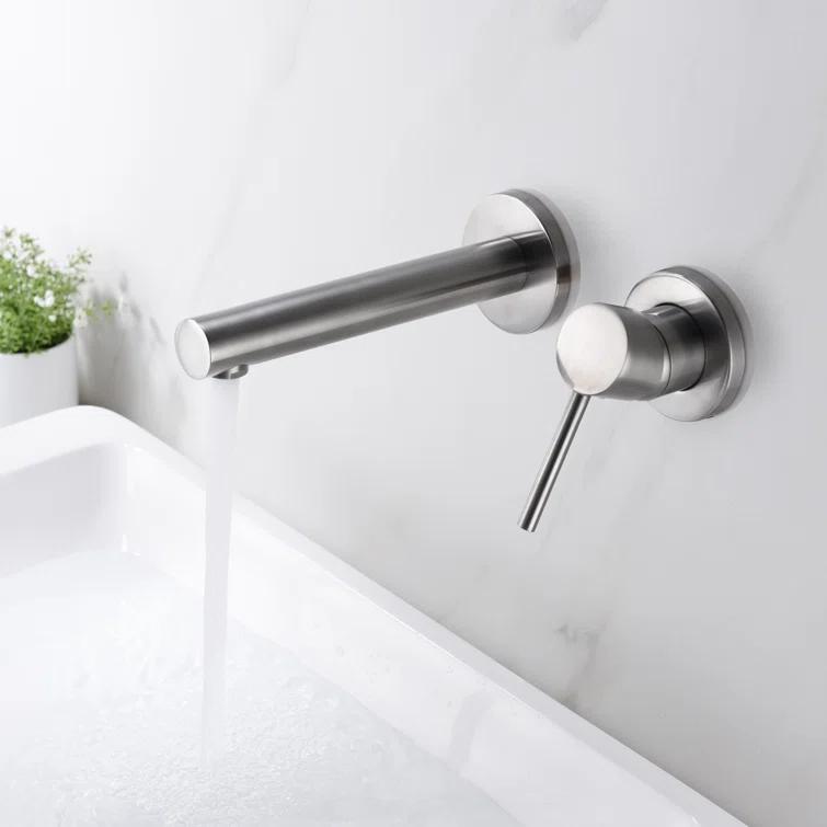 Bathroom Sink Faucet, Ssingle Handle Wall Mount Lavatory Faucet, Bathroom Vanity Faucet With Brass Rough-in Valve