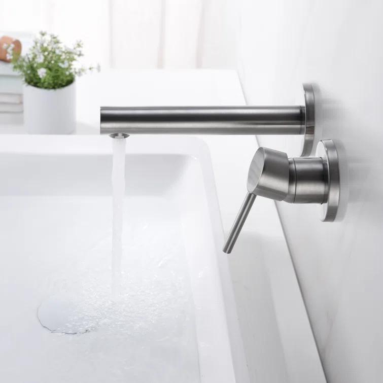 Bathroom Sink Faucet, Ssingle Handle Wall Mount Lavatory Faucet, Bathroom Vanity Faucet With Brass Rough-in Valve
