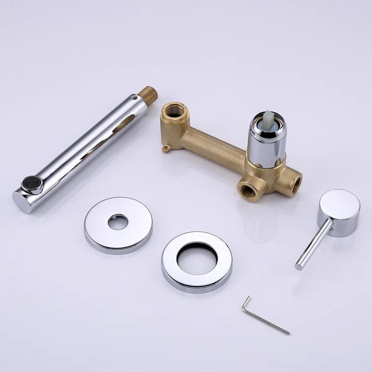 Bathroom Sink Faucet, Ssingle Handle Wall Mount Lavatory Faucet, Bathroom Vanity Faucet With Brass Rough-in Valve